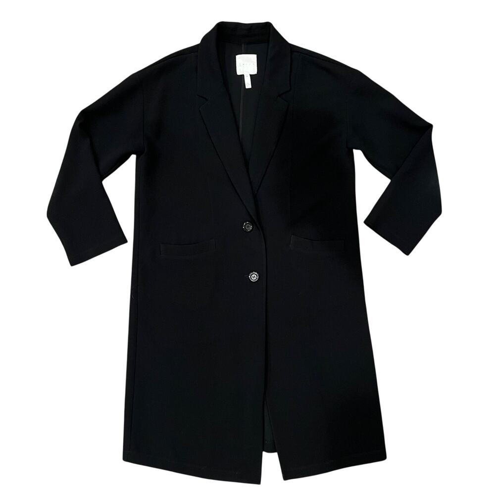 Leith Textured Longline Black Lightweight Coat Cardigan Blazer Size M